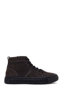 Male Anthracite Lace-Up Zip Closure Nubuck Leather Sports Boots | Derimod