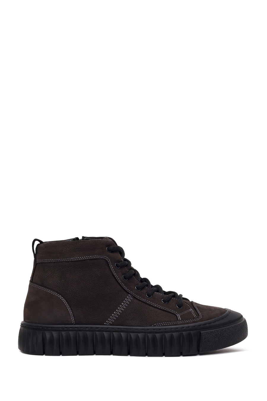 Male Anthracite Lace-Up Zip Closure Nubuck Leather Sports Boots WM710009DN | Derimod