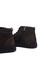 Male Anthracite Lace-Up Zip Closure Nubuck Leather Sports Boots | Derimod