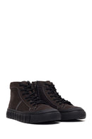 Male Anthracite Lace-Up Zip Closure Nubuck Leather Sports Boots | Derimod