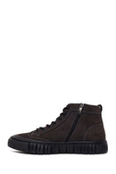 Male Anthracite Lace-Up Zip Closure Nubuck Leather Sports Boots | Derimod