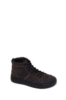 Male Anthracite Lace-Up Zip Closure Nubuck Leather Sports Boots | Derimod