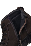 Male Anthracite Lace-Up Zip Closure Nubuck Leather Sports Boots | Derimod