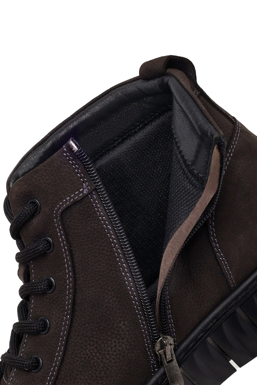 Male Anthracite Lace-Up Zip Closure Nubuck Leather Sports Boots