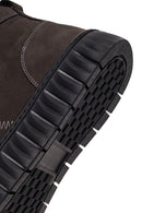 Male Anthracite Lace-Up Zip Closure Nubuck Leather Sports Boots | Derimod
