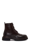Male Brown Lace-Up Zip Closure Leather Casual Boots | Derimod
