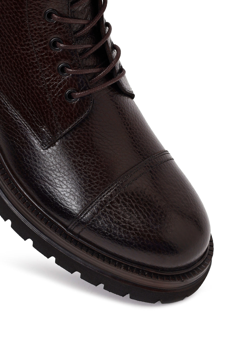 Male Brown Lace-Up Zip Closure Leather Casual Boots