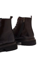 Male Brown Lace-Up Zip Closure Leather Casual Boots | Derimod