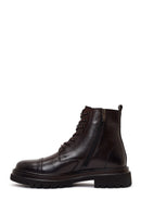 Male Brown Lace-Up Zip Closure Leather Casual Boots | Derimod