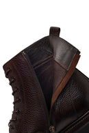Male Brown Lace-Up Zip Closure Leather Casual Boots | Derimod