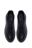 Male Navy Lace-up Leather Sneaker | Derimod