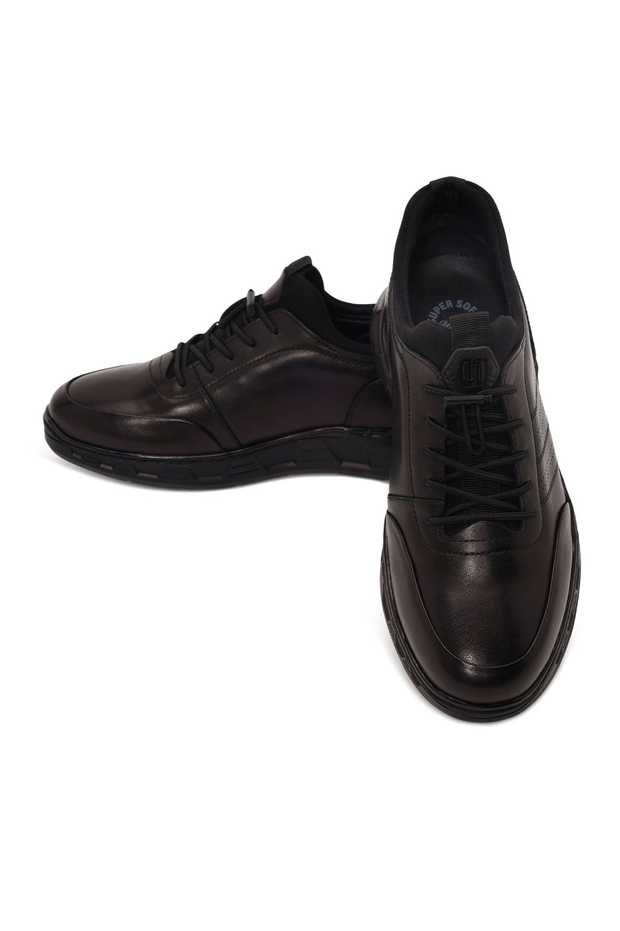 Derimod Fly Erkek Siyah Bağcıklı Kalın Tabanlı Deri Casual Sneaker