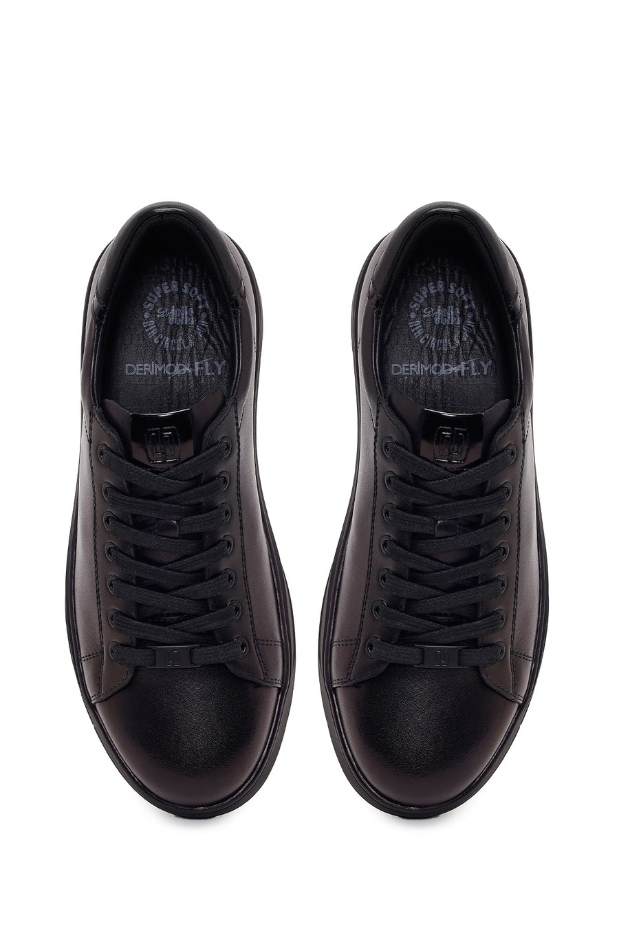 Derimod Fly Erkek Siyah Bağcıklı Kalın Tabanlı Deri Sneaker
