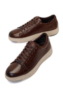 Derimod Fly Male Brown Lace-Up Thick-Soled Leather Sneaker | Derimod