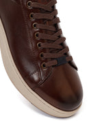 Derimod Fly Male Brown Lace-Up Thick-Soled Leather Sneaker | Derimod