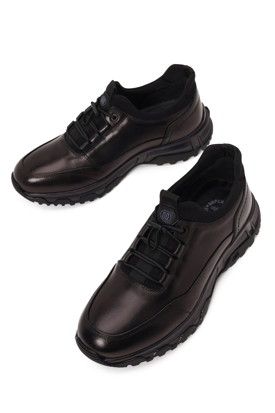 Derimod Fly Erkek Siyah Bağcıklı Kalın Tabanlı Deri Casual Sneaker