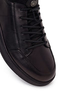 Derimod Fly Male Black Lace-Up Leather Casual Sneaker | Derimod