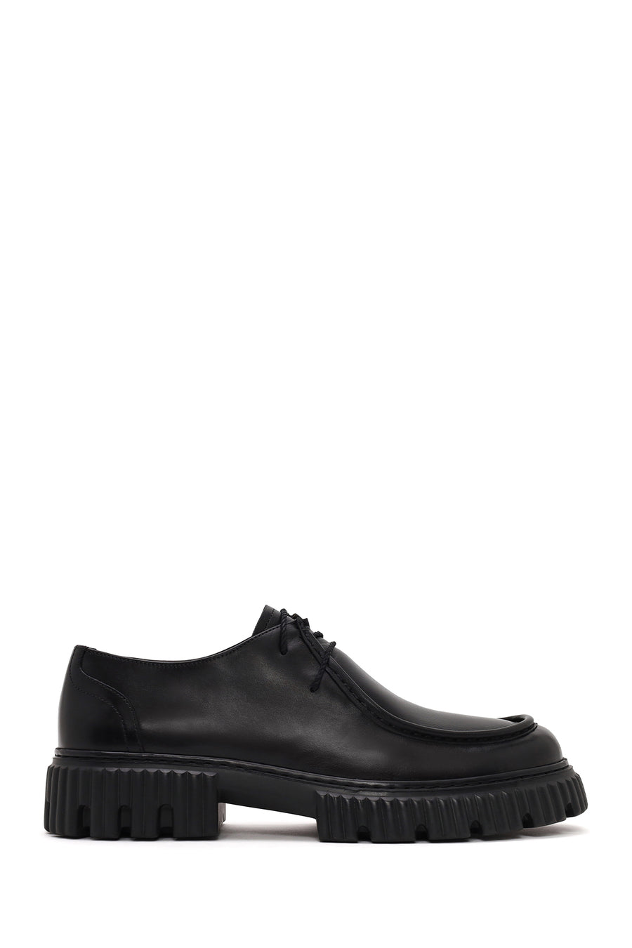 Male Black Thick-Soled Lace-Up Leather Casual Shoes WM750002DV | Derimod