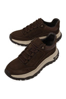 Male Brown Lace-Up Thick-Soled Nubuck Leather Casual Sneaker | Derimod