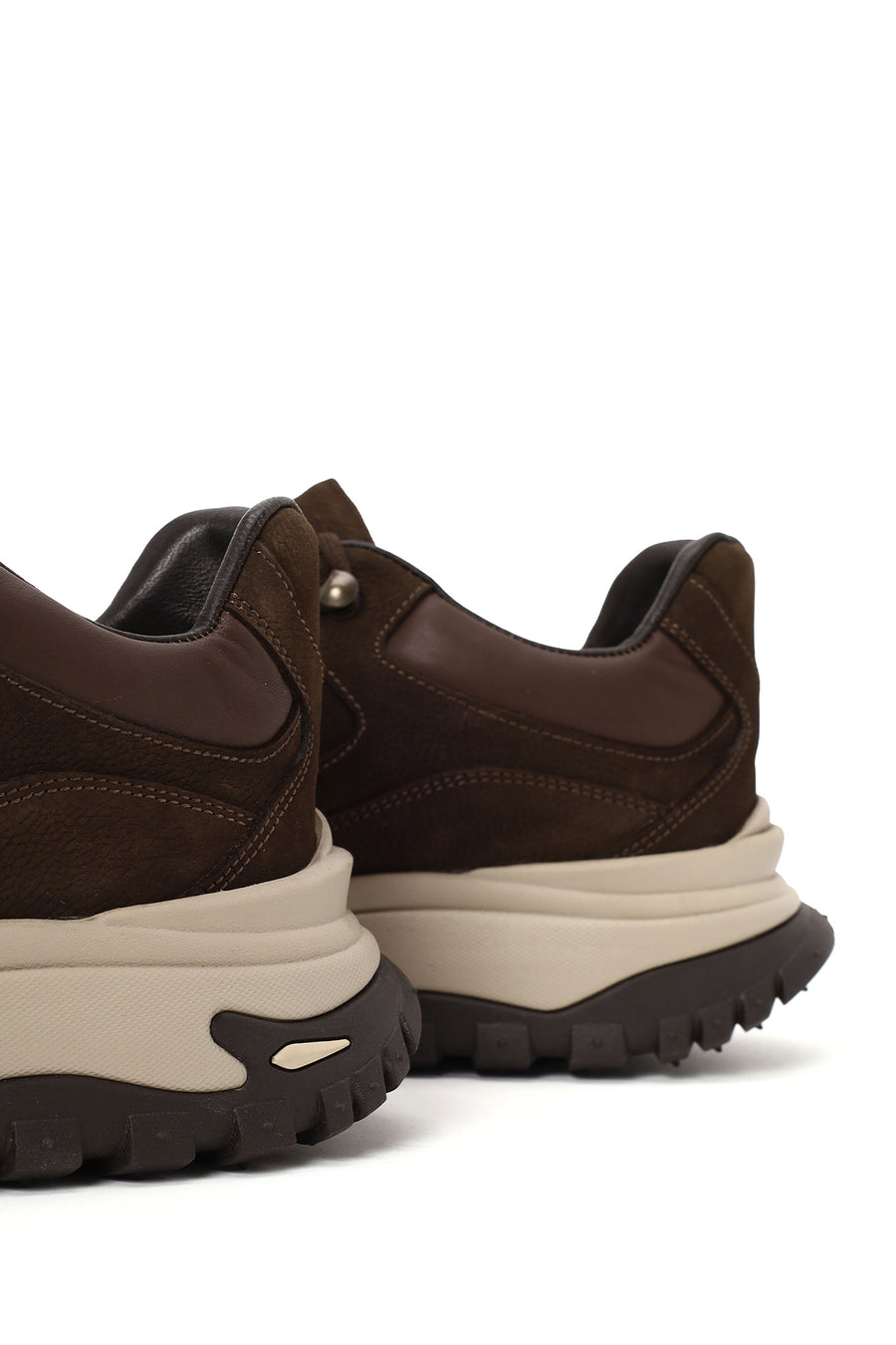 Male Brown Lace-Up Thick-Soled Nubuck Leather Casual Sneaker