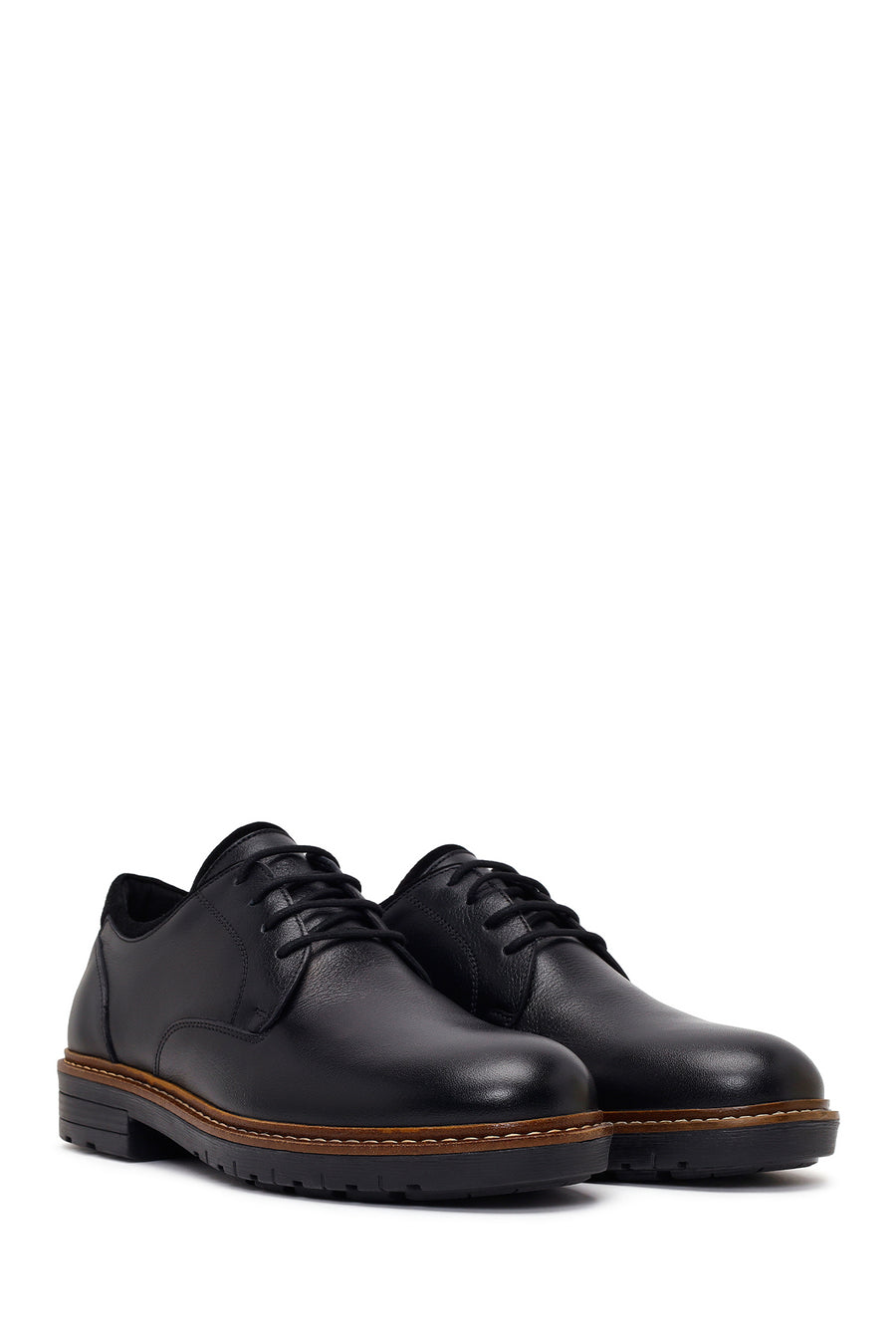 Male Black Lace-up Leather Casual Shoes