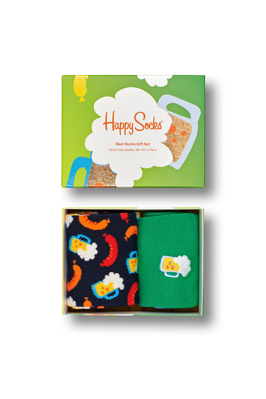 Happy Socks Erkek Çok Renkli Desenli Pamuklu 2'li Çorap Seti