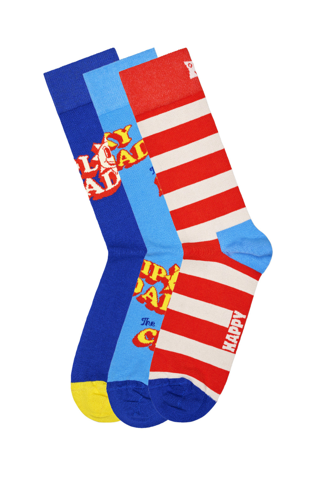 Happy Socks Erkek Çok Renkli Süper Baba Temalı 3’lü Pamuklu Çorap Seti