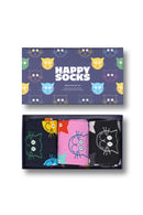 Happy Socks Woman Multicolored Cat Patterned Cotton 3-Pack Sock Set | Derimod