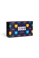 Happy Socks Woman Multicolored Cat Patterned Cotton 3-Pack Sock Set | Derimod
