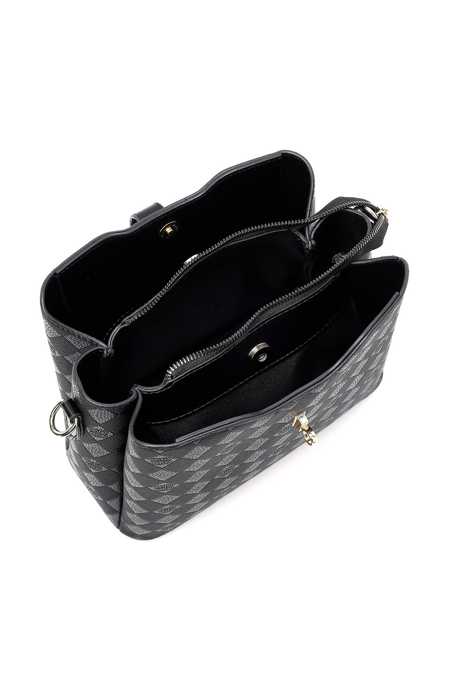 Women's Black Long Strap Printed Classic Shoulder Bag