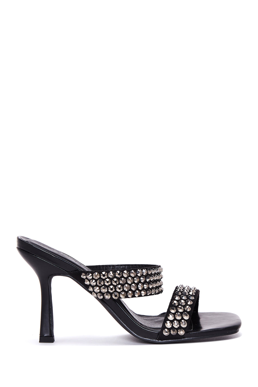 Women's Black Stone Heeled Slippers 22SFE493814 | Derimod