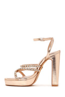 Women's Rose Gold Stone High Heel Sandals | Derimod