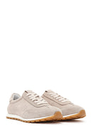 Women's Beige Lace-Up Suede Leather Sneaker | Derimod