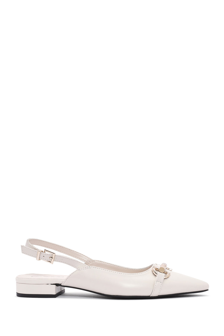 Women's Cream Open-Back Buckle Ballet Flats 26PFE400118 | Derimod
