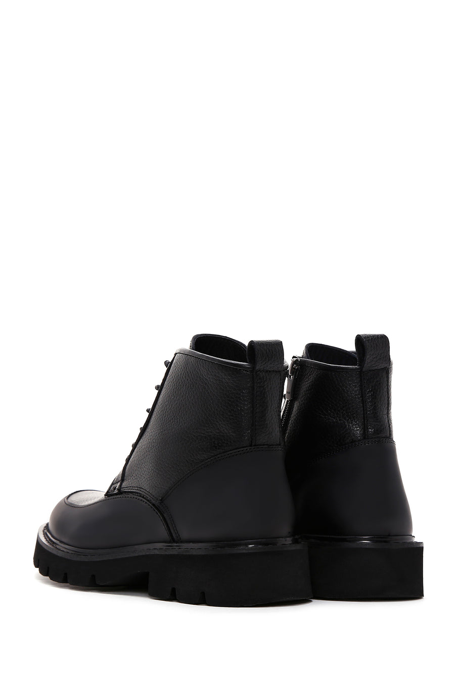 Men's Black Leather Zippered Boots