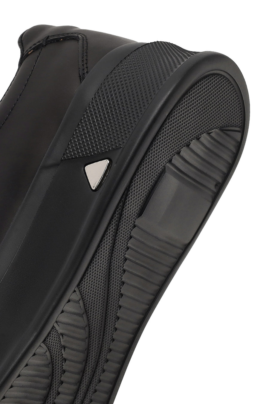 Male Black Lace-Up Thick-Soled Leather Sneaker