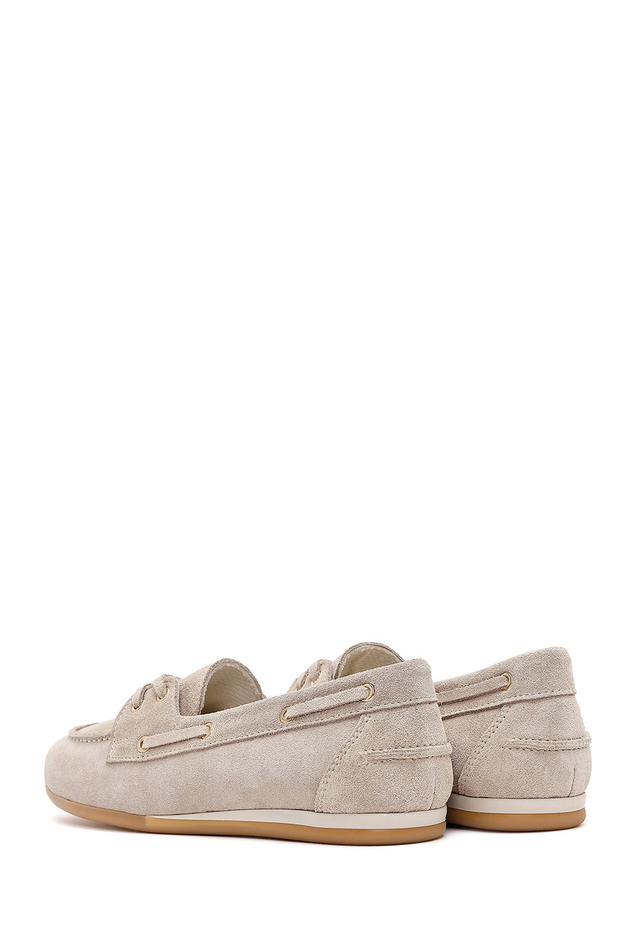 Women's Beige Lace-up Suede Leather Shoes