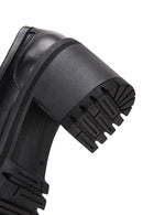 Women's Black Thick Heeled Leather Masculine Loafer | Derimod