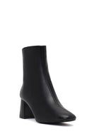 Woman Black Zip Closure Chunky-Heeled Boots | Derimod