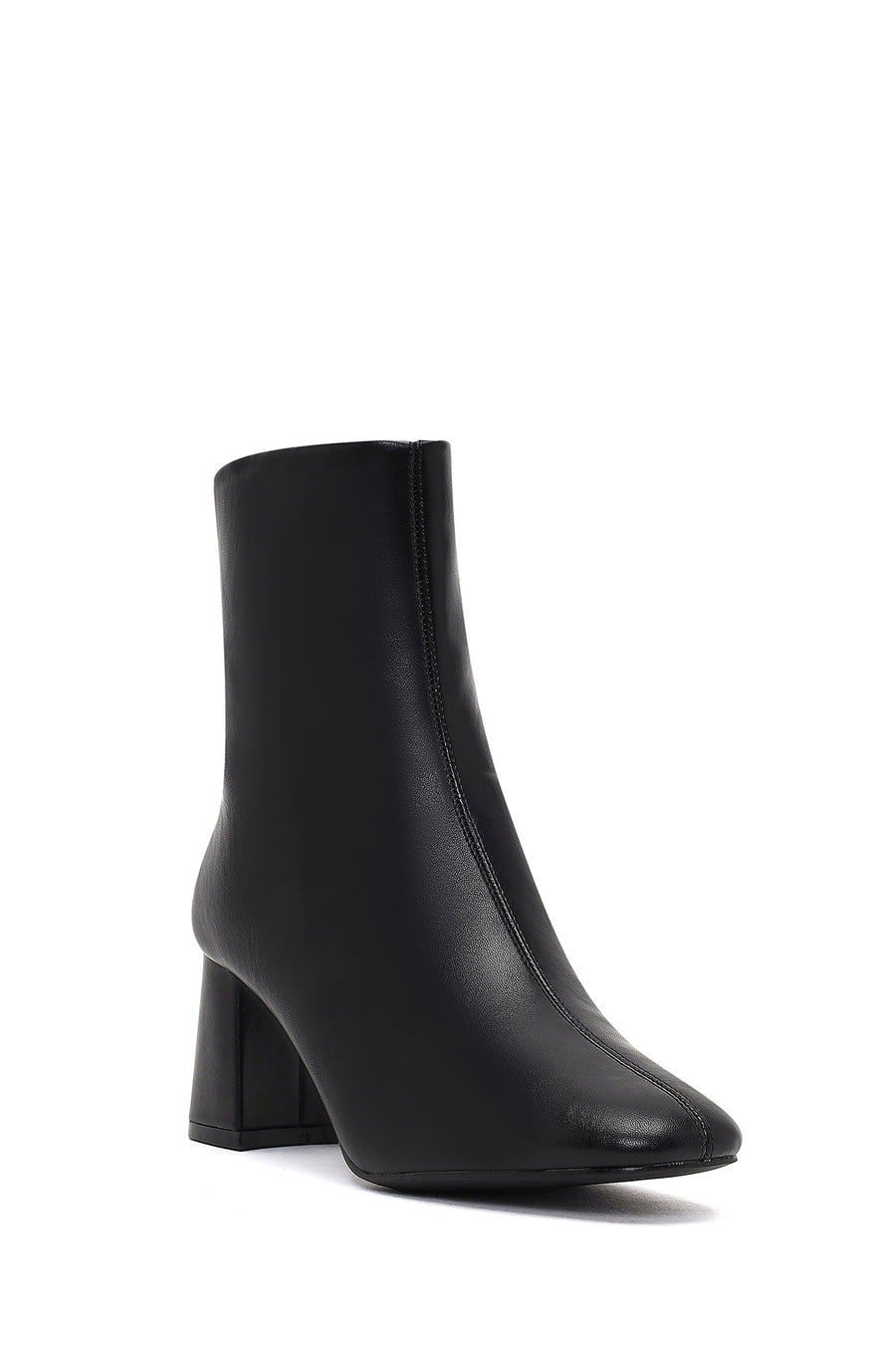 Woman Black Zip Closure Chunky-Heeled Boots