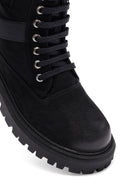 Woman Black Zippered Leather Postal Boots | Derimod