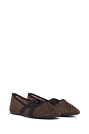 Woman Brown Patterned Fabric Ballet Flats | Derimod