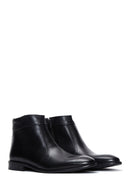 Men's Black Zippered Leather Classic Boat | Derimod