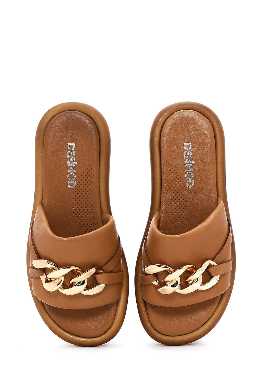 Women's Tan Leather Comfort Slippers