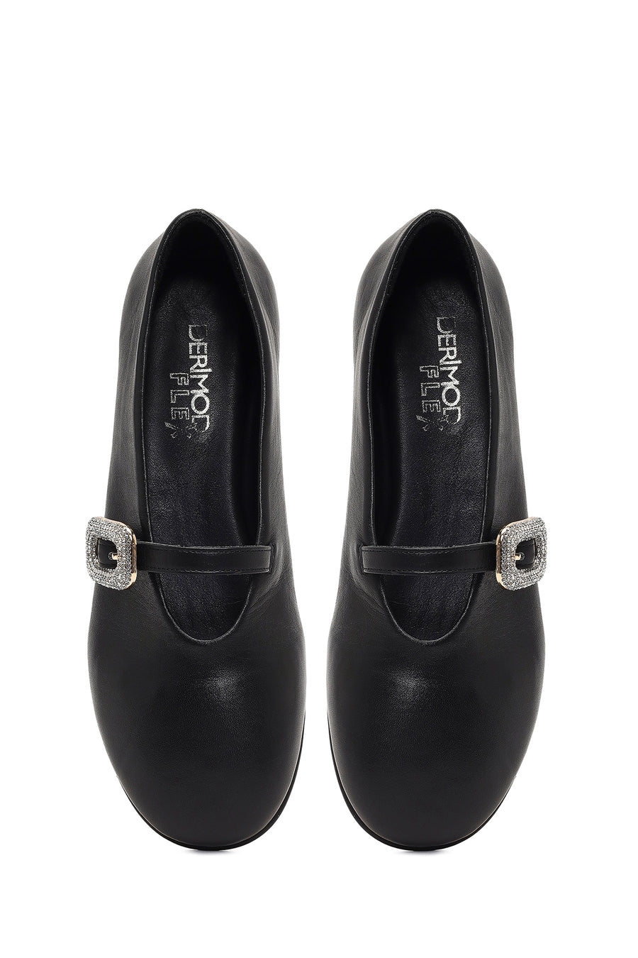 Women's Black Stone Leather Ballet Flats