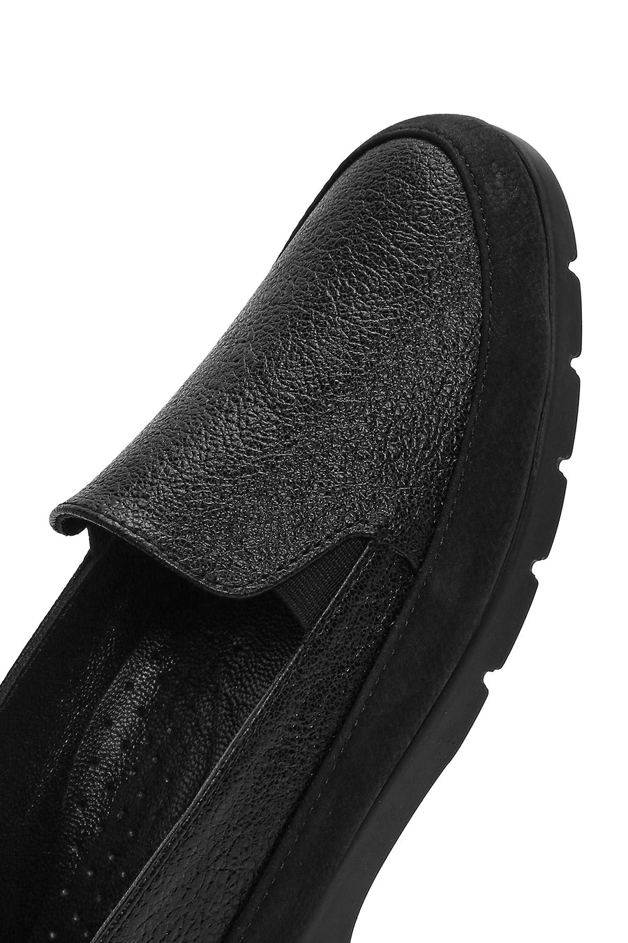 Kadın Siyah Simli Deri Konfor Loafer