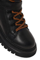 Harley Davidson Woman Black Angelhard Lace-Up Leather Combat Boots | Derimod