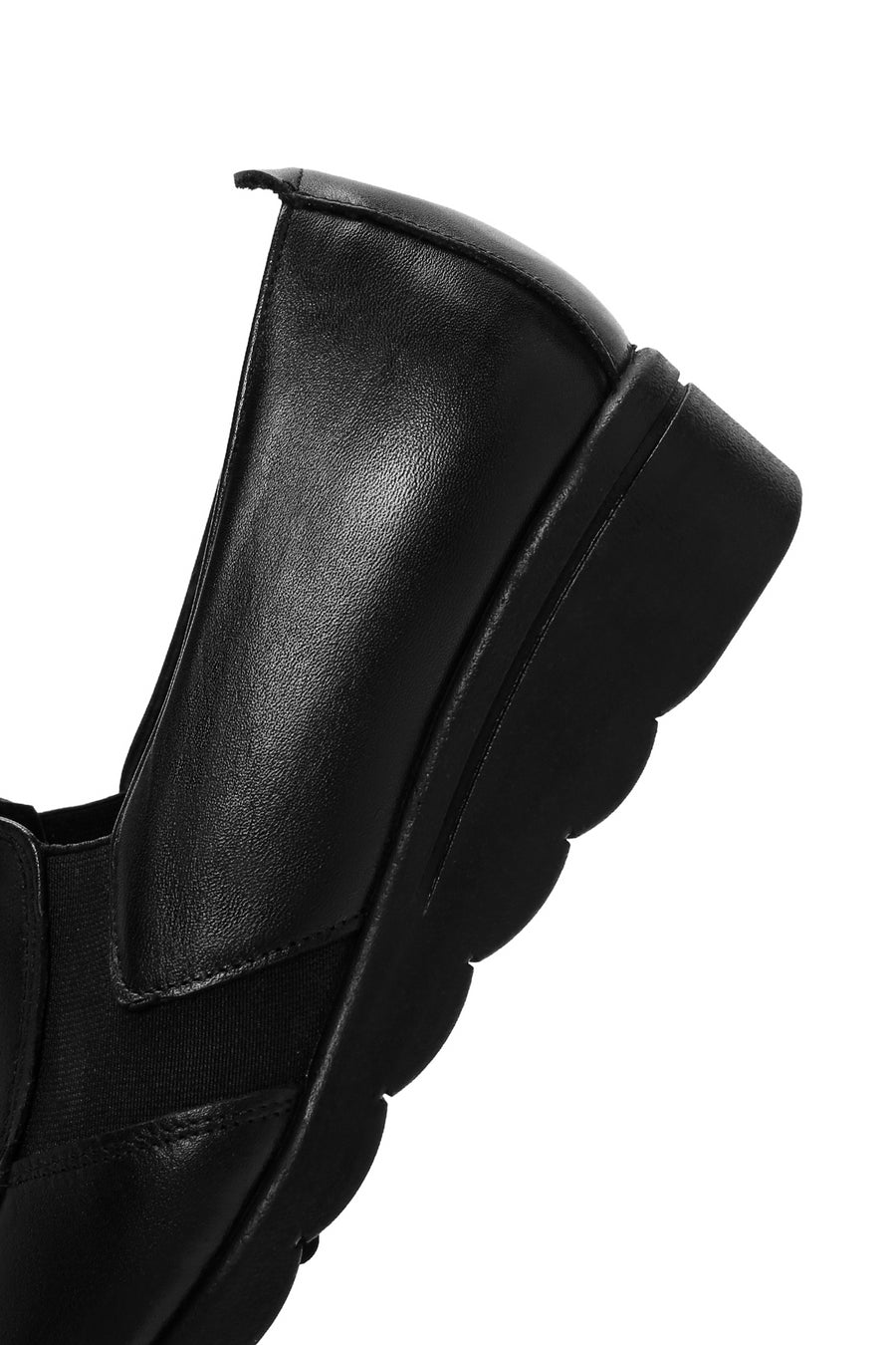Women's Black Thick Soled Leather Comfort Shoes