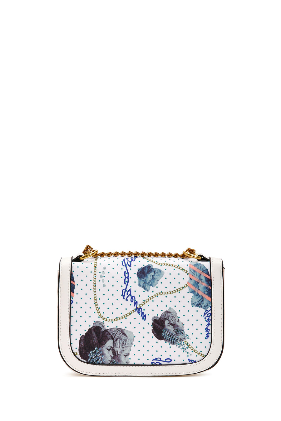 Women's White Long Strap Printed Crossbody Bag