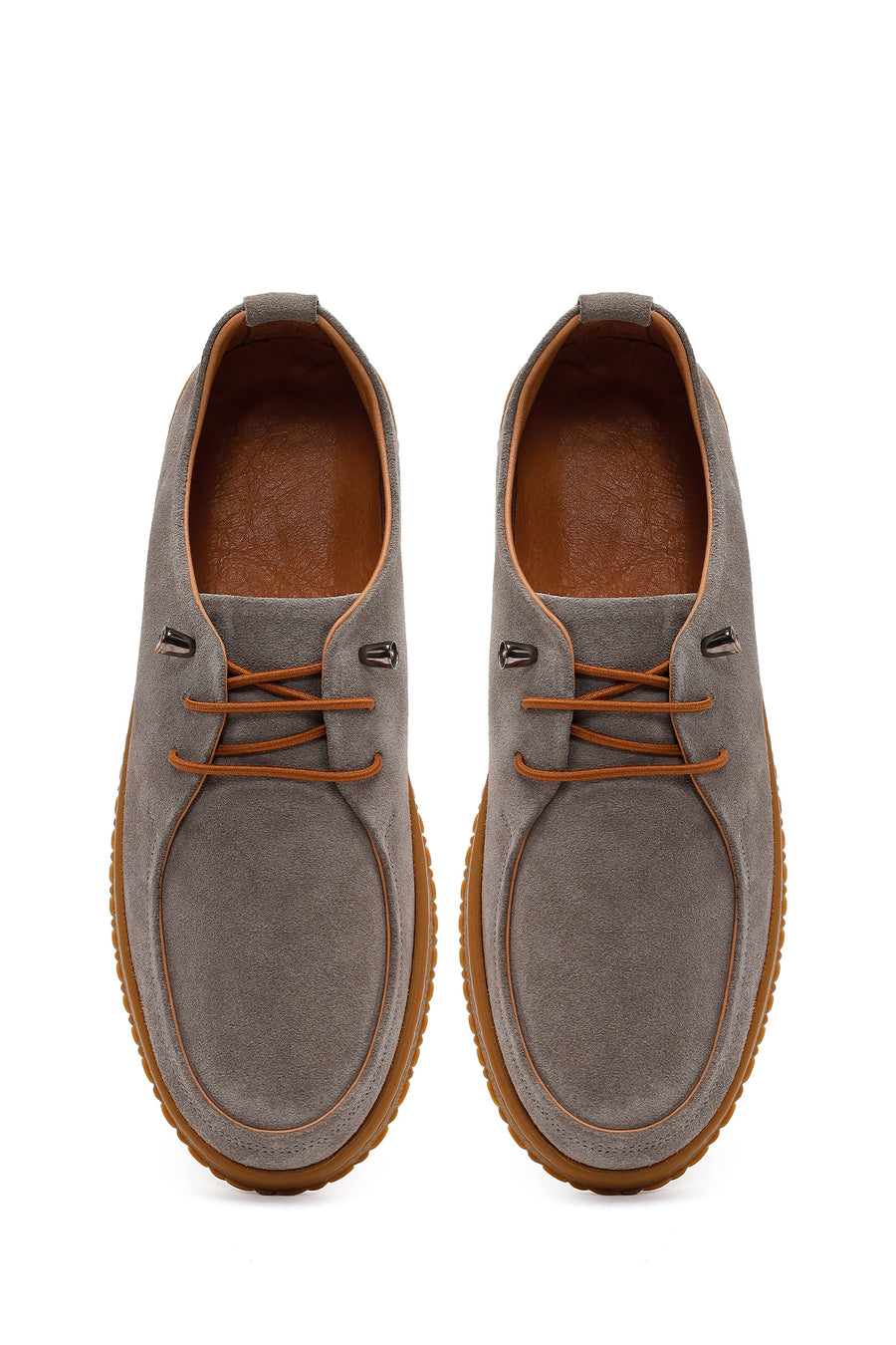 Women's Grey Lace-up Suede Leather Comfort Shoes